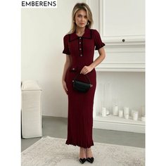 Платье EMBERENS Весна-лето 2025, размер M, бордовый