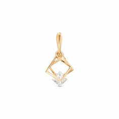 Подвеска Diamant online, красное золото, 585 проба, фианит, размер 1.2 см., прозрачный
