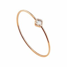 Жесткий браслет Diamant online, красное золото, 585 проба, перламутр, длина 19 см., белый