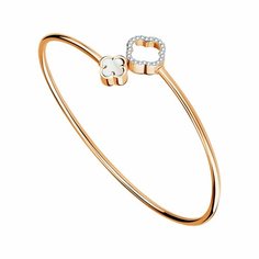 Жесткий браслет Diamant online, красное золото, 585 проба, фианит, перламутр, длина 18 см., белый
