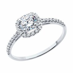 Кольцо Diamant online, белое золото, 585 проба, фианит, размер 18.5, прозрачный