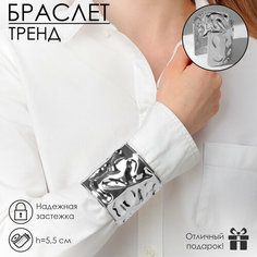 Жесткий браслет Queen Fair, 1 шт., размер 6.5 см, серебристый QF