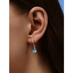 Серьги с подвесками Argentum, серебро, 925 проба, золочение, фианит, топаз синтетический, размер 7 мм, длина 2.7 см, , золотистый
