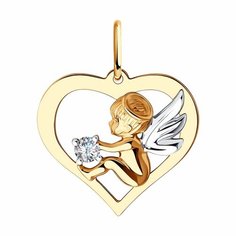 Подвеска Diamant, красное золото, 585 проба, фианит, размер 2 см., бесцветный