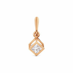 Подвеска Яхонт, красное золото, 585 проба, Swarovski Zirconia, размер 1.7 см., золотистый