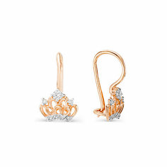 Серьги Яхонт, красное золото, 585 проба, фианит, , бесцветный