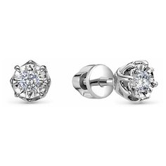 Серьги пусеты Vesna jewelry, белое золото, 585 проба, родирование, бриллиант, , бесцветный