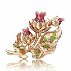 Брошь PLATINA, красное золото, 585 проба, эмаль, , красный Платина