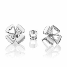 Серьги пусеты PLATINA, белое золото, 585 проба, родирование, бриллиант, , серебристый Платина