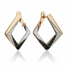 Серьги PLATINA, красное золото, 585 проба, фианит, , золотистый Платина