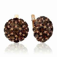 Серьги PLATINA, красное золото, 585 проба, раухтопаз, , красный Платина