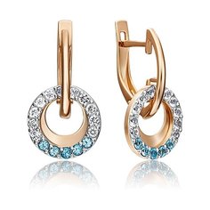 Серьги PLATINA, красное золото, 585 проба, топаз