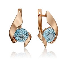 Серьги PLATINA, красное золото, 585 проба, топаз