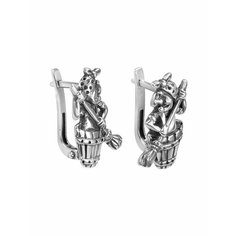 Серьги Самородок, серебро, 925 проба, чернение, , серебристый