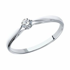 Кольцо помолвочное Diamant online, белое золото, 585 проба, бриллиант, размер 17, прозрачный