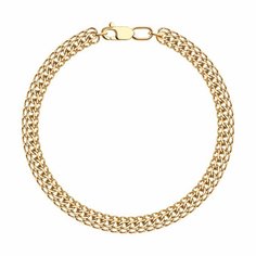 Браслет Diamant online, серебро, 925 проба, золочение, длина 17 см.