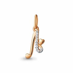 Подвеска Diamant online, красное золото, 585 проба, фианит, размер 1.4 см., прозрачный