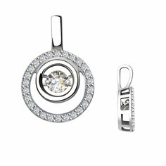 Подвеска Diamant online, белое золото, 585 проба, фианит, размер 1.5 см., прозрачный
