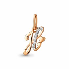 Подвеска Diamant online, красное золото, 585 проба, фианит, размер 1.2 см., прозрачный