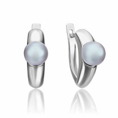 Серьги PLATINA, белое золото, 585 проба, родирование, жемчуг культивированный, , серебристый Платина