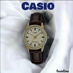 Наручные часы CASIO, коричневый, желтый, золотой