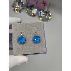 Серьги одиночные, кристаллы Swarovski, размер 14 мм, голубой Нет бренда