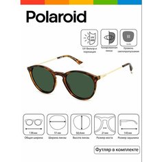 Солнцезащитные очки Polaroid, коричневый, бежевый, зеленый