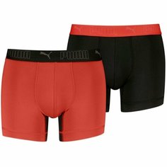 Трусы PUMA Sport Mens Microfiber Boxers 2 Pack, комплект из 2 шт., размер M, черный/красный