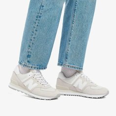 Кроссовки New Balance 574, полнота D, размер 5.5, серый/белый