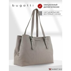 Сумка мессенджер Bugatti, фактура зернистая, бежевый