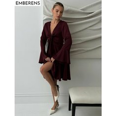 Платье EMBERENS Весна-лето 2025, размер 52, бордовый