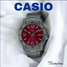 Наручные часы CASIO, красный, серебряный