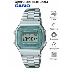 Наручные часы CASIO Vintage, серый, голубой, серебряный, зеленый
