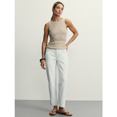 Джинсы Zarina straight cropped, размер M (RU 46)/170, голубой, белый