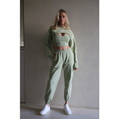 Костюм спортивный LOV2LOV Спортивный костюм тройка из натурального хлопка, размер S, оливковый