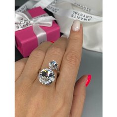 Кольцо Amante crystal, безразмерное, белый