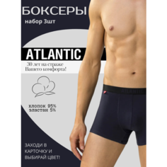 Трусы Atlantic, комплект из 3 шт., размер L, голубой, синий, коричневый