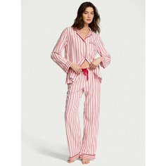 Пижама Victorias Secret Flannel Long Pajama Set, размер L Regular, розовый, красный