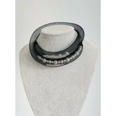 Колье, длина 50 см, черно-белый Нет бренда