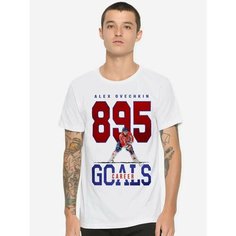 Футболка Design Heroes Александр Овечкин / Рекорд 895 шайб / Хоккей, размер 2XL, белый