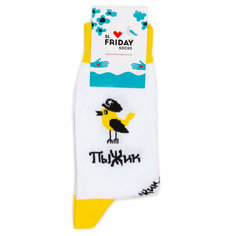Носки St. Friday Носки с рисунками St.Friday Socks - Инспектор Пыжик, размер 38-41, желтый, белый