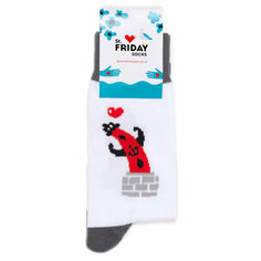Носки St. Friday Носки с рисунками St.Friday Socks - Ждать тебя на стрелке, размер 38-41, красный, белый