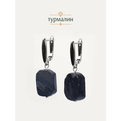 Серьги двусторонние BL Jewelry, турмалин черный, размер 37 мм, серебряный, черный