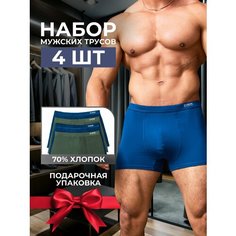 Трусы , комплект из 4 шт., размер XL, синий, хаки Нет бренда