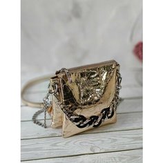 Сумка кросс-боди Polina & Eiterou, фактура лаковая, золотистый