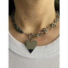 Колье Pearl Dawns, гематит, длина 39 см, серый металлик с серебром