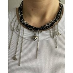 Колье Pearl Dawns, шпинель, длина 39 см, черный/серебряный
