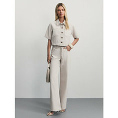 Джинсы широкие Zarina wide leg, размер XS (RU 42)/170, кремовый/светлый беж