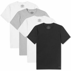 Футболка CALVIN KLEIN Basic, 4 шт., размер S, белый, серый, черный