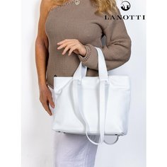 Сумка шоппер LANOTTI, фактура зернистая, белый